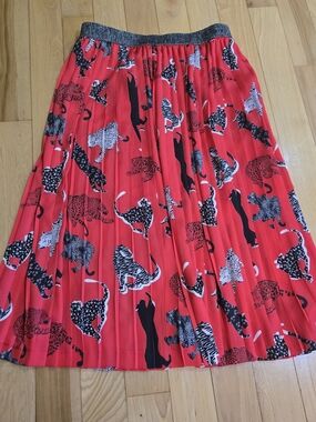 Helene London/ Helene Berman Jungle Cat Pleated Midi Skirt